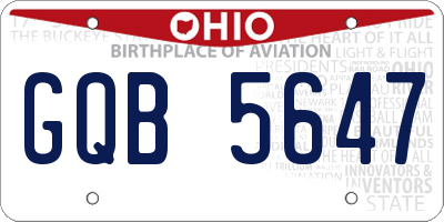 OH license plate GQB5647