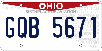 OH license plate GQB5671