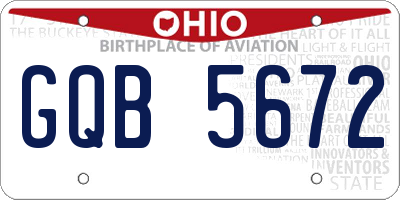 OH license plate GQB5672