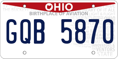 OH license plate GQB5870
