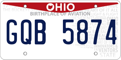 OH license plate GQB5874