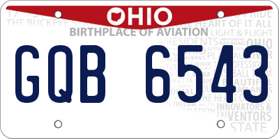 OH license plate GQB6543