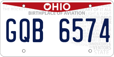 OH license plate GQB6574