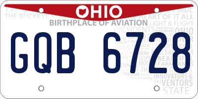 OH license plate GQB6728