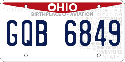 OH license plate GQB6849
