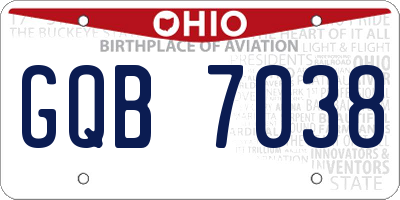 OH license plate GQB7038