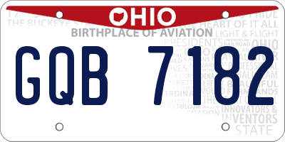 OH license plate GQB7182
