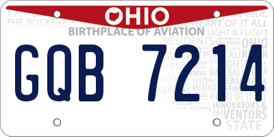 OH license plate GQB7214