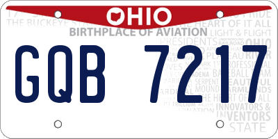 OH license plate GQB7217