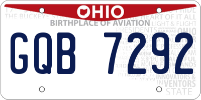 OH license plate GQB7292