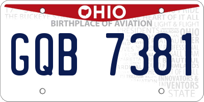 OH license plate GQB7381