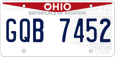 OH license plate GQB7452