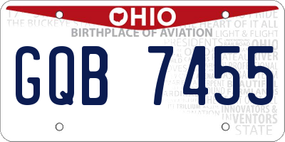 OH license plate GQB7455