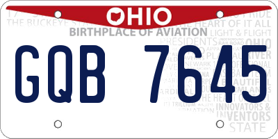 OH license plate GQB7645
