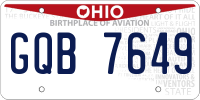 OH license plate GQB7649