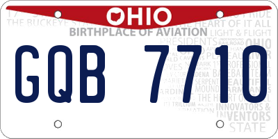 OH license plate GQB7710