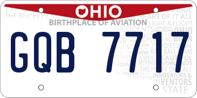 OH license plate GQB7717