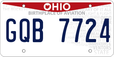 OH license plate GQB7724
