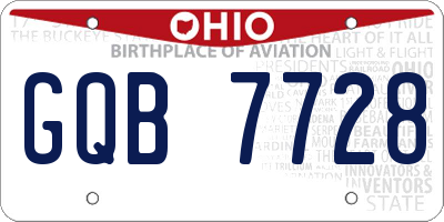 OH license plate GQB7728