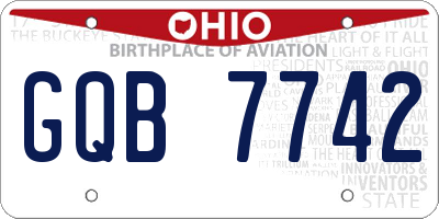OH license plate GQB7742