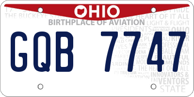 OH license plate GQB7747