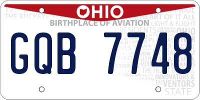 OH license plate GQB7748