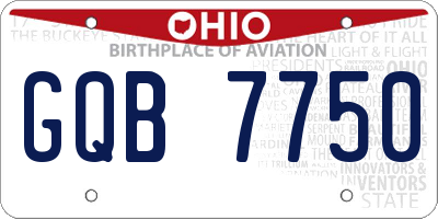 OH license plate GQB7750