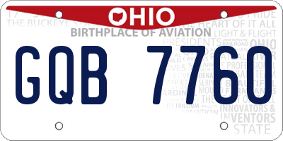 OH license plate GQB7760