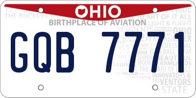 OH license plate GQB7771