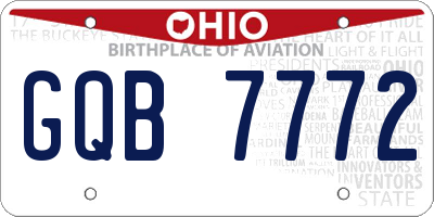 OH license plate GQB7772