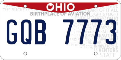 OH license plate GQB7773