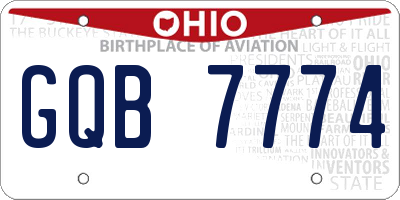OH license plate GQB7774