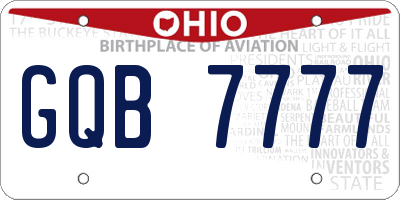 OH license plate GQB7777
