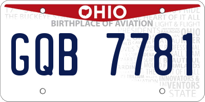 OH license plate GQB7781