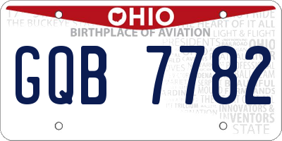 OH license plate GQB7782