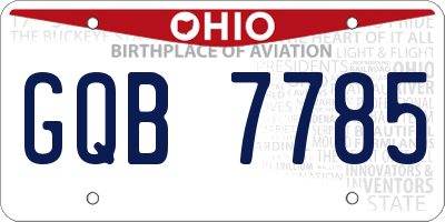 OH license plate GQB7785