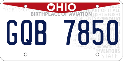 OH license plate GQB7850