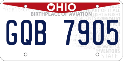 OH license plate GQB7905