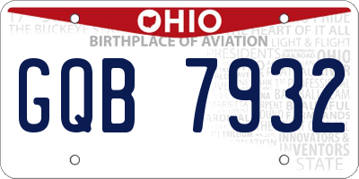 OH license plate GQB7932