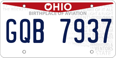 OH license plate GQB7937