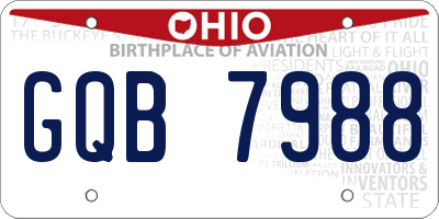 OH license plate GQB7988