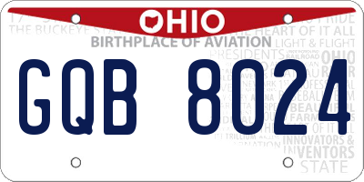 OH license plate GQB8024