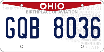 OH license plate GQB8036