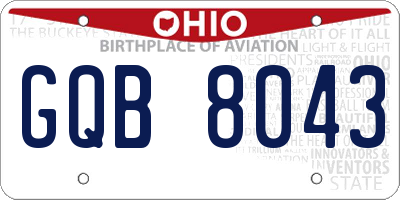 OH license plate GQB8043