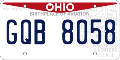 OH license plate GQB8058
