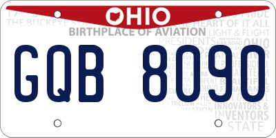 OH license plate GQB8090