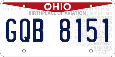 OH license plate GQB8151