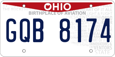 OH license plate GQB8174