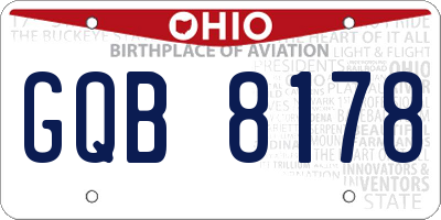 OH license plate GQB8178