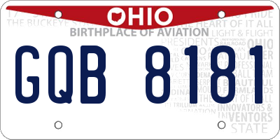 OH license plate GQB8181